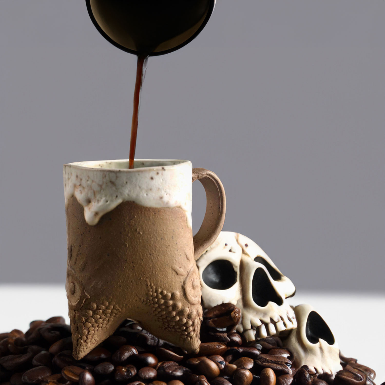 mug on pile of coffee bens